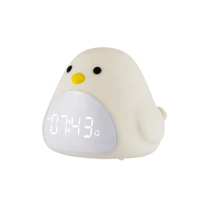 Mskwee Time Bird Night Light Alarm Clock Cartoon Cute Silicone Touch USB Bedside Lamp LED Night Lamp For Children Baby Kids Gift