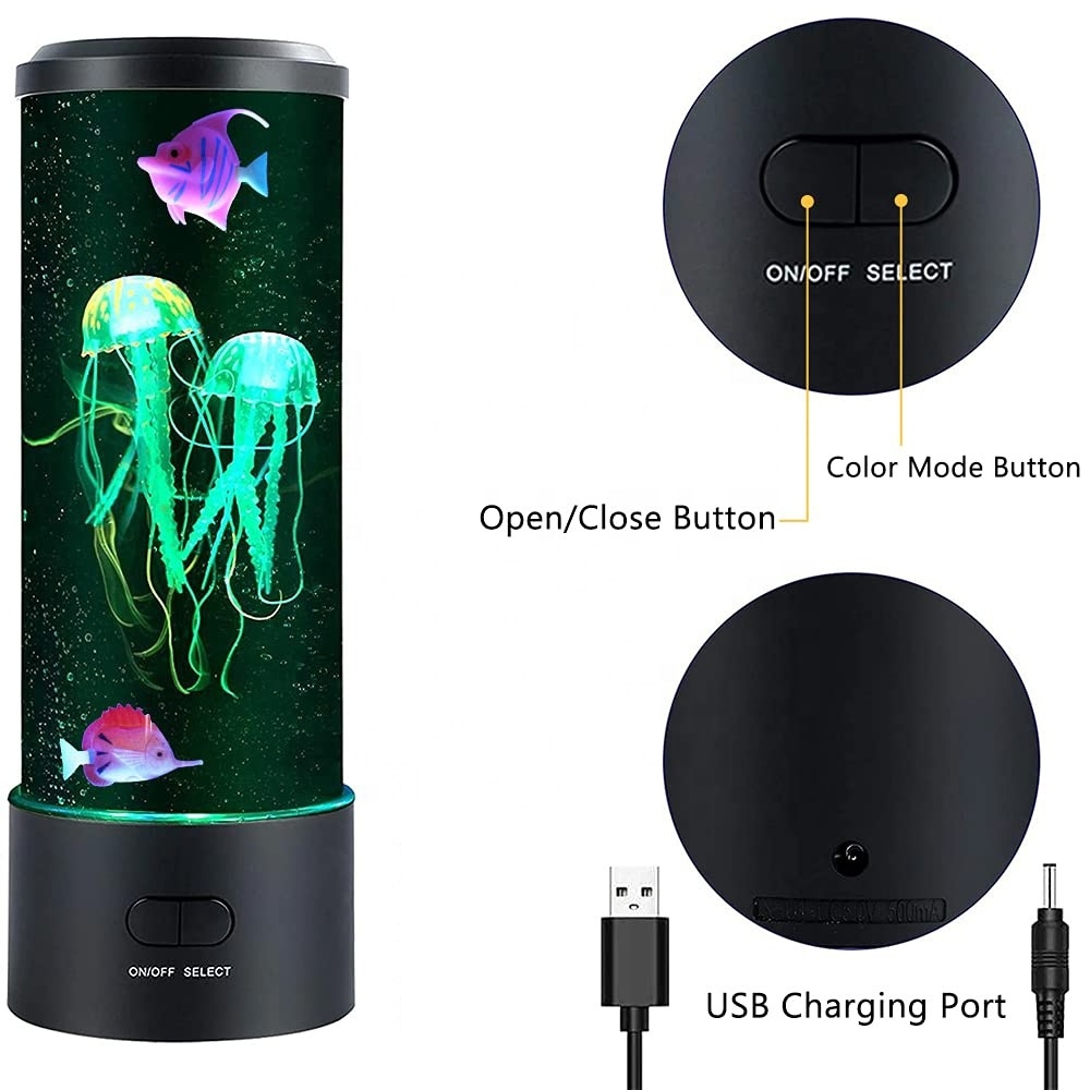 Custom Jellyfish Lamp Color Changing Aquarium Tank LED Night Light with Remote Control Birthday Gift USB Charging Jellyfish Lamp