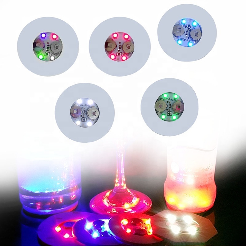 Wholesale LED Tableware Mat Cup Luminous Sticker Colorful Flashing Bottle Sticker Light-emitting Coaster Bar Light 6cm Colorful