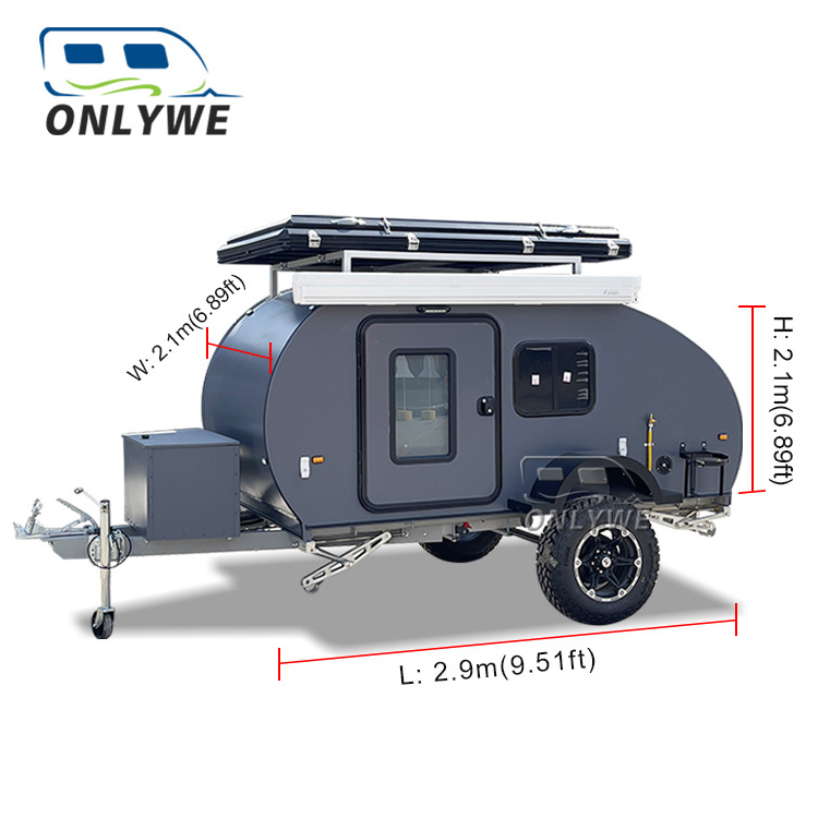 ONLYWE Tiny Overland Teardrop Rv Camper Mini Teardrop Roulotte Camping Caravan Camper Small Teardrop Trailer Camper For Sale