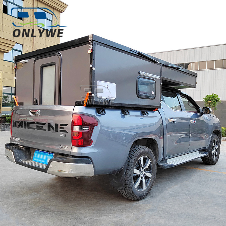 ONLYWE Tiny Overland Pickup Four Wheel Camper Flatbed Rv Truck Camper Off Road Short Bed Slide In Pop Up Truck Camper For Sale