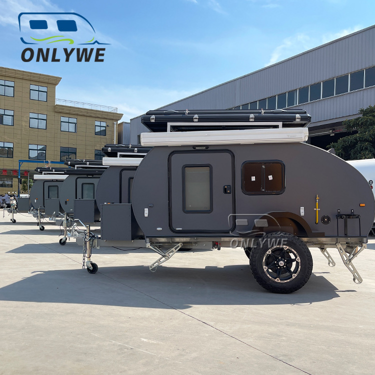 ONLYWE Tiny Overland Teardrop Rv Camper Mini Teardrop Roulotte Camping Caravan Camper Small Teardrop Trailer Camper For Sale