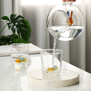 Unique 3D Fish Teapot and Cup Set Cute Animal Inside Glass Tea Set Christmas Tree Glass Kettle Teapot