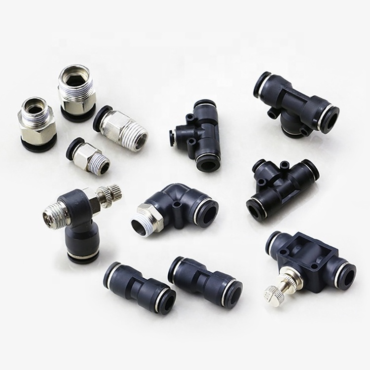 Plastic Pneumatic Push in Air Fittings Brass Pneumatic Hose Fittings Air Quick Connect Pipe Fittings