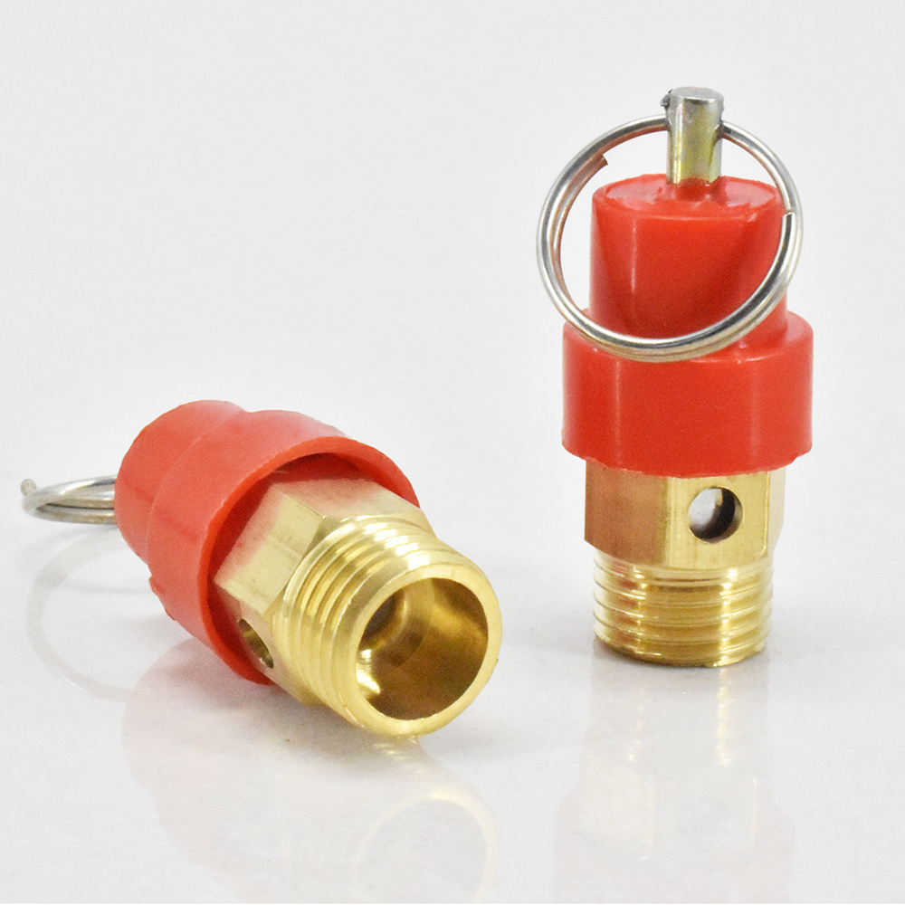 Taizhou Safety Valve Yellow Red Hat Red Cap Male Thread Gas Water Burner Brass Compressor Safety Mini Pressure Air Relief Valve