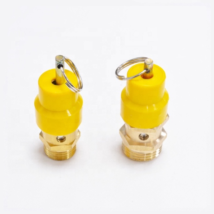 Taizhou Safety Valve Yellow Red Hat Red Cap Male Thread Gas Water Burner Brass Compressor Safety Mini Pressure Air Relief Valve