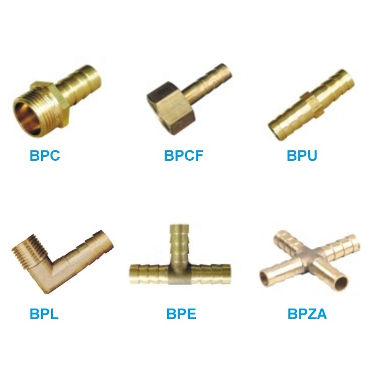 Gas Pagoda Adapter Compression Barb Coupler Pipe One Touch Air Connector Water Tube Fittings Pipe Brass Nipple Fittings