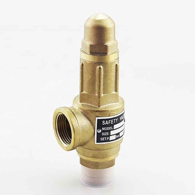 Spring Full Thread Connection Gas Lift Air Compressor Steam Pneumatic Pressure Safety Relief Brass Air Gas Safety Valve