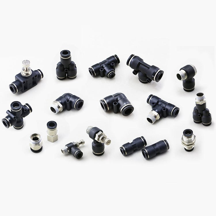 Plastic Pneumatic Push in Air Fittings Brass Pneumatic Hose Fittings Air Quick Connect Pipe Fittings