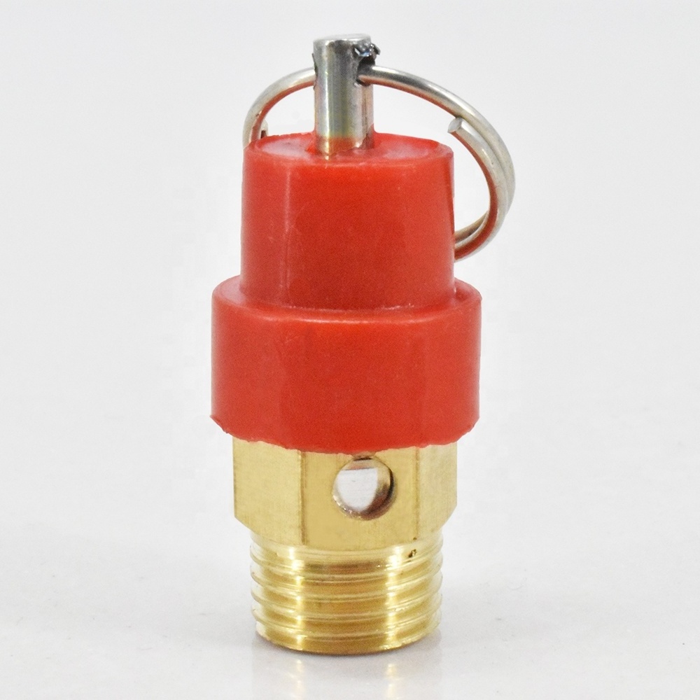 Taizhou Safety Valve Yellow Red Hat Red Cap Male Thread Gas Water Burner Brass Compressor Safety Mini Pressure Air Relief Valve