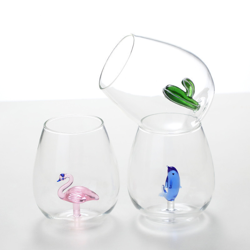 3D Animal Drinking Cup Egg Shape Juice Drink Cup Transparent Unique Single Layer Glass Cups Colors manufacturers