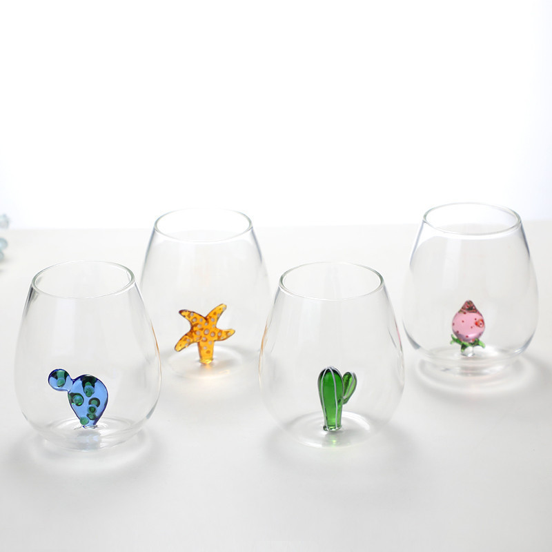 3D Animal Drinking Cup Egg Shape Juice Drink Cup Transparent Unique Single Layer Glass Cups Colors manufacturers