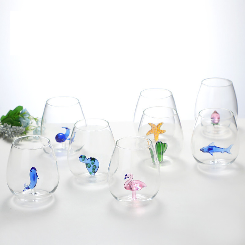 3D Animal Drinking Cup Egg Shape Juice Drink Cup Transparent Unique Single Layer Glass Cups Colors manufacturers