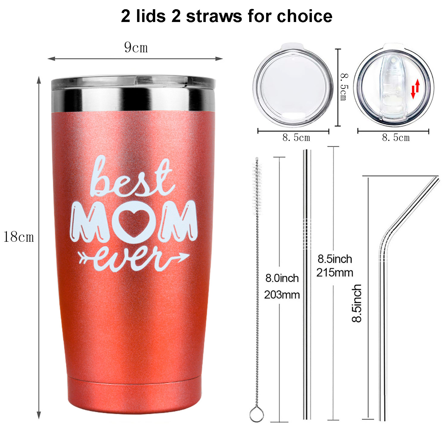 Best Mom Ever 304 stainless steel insulation double vacuum 20OZ car tumblers cups mothers day gift set ideas