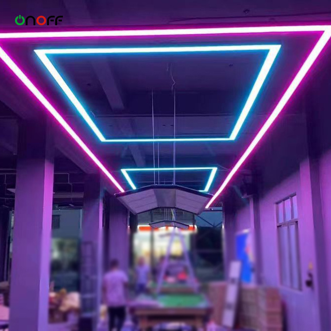 Attractive dimmable music control RGB RGBWW led linear pendant light for billiards room