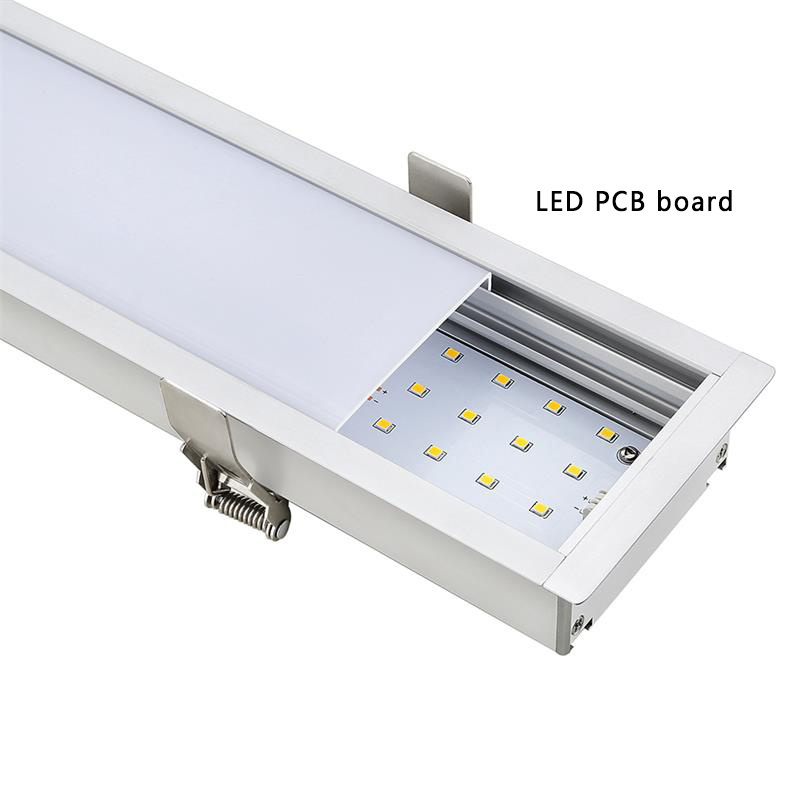 90x35mm Recessed LED linear light PC diffuser recessed LED ceiling linear batten light for hotel, office , stores