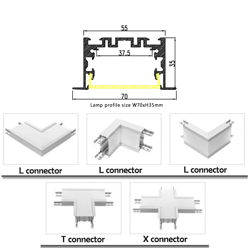 Hotel flush mount LED linear gypsum ceiling light Profile linear led light in ceiling