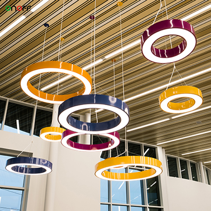 All diameters circular LED chandeliers ceiling light aluminum LED ring pendant light for Reception