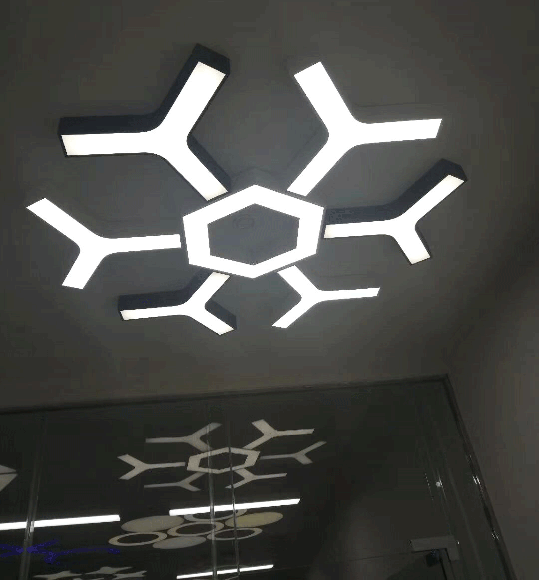 Industrial hexagon led garage lights shop lighting hex ceiling light for office