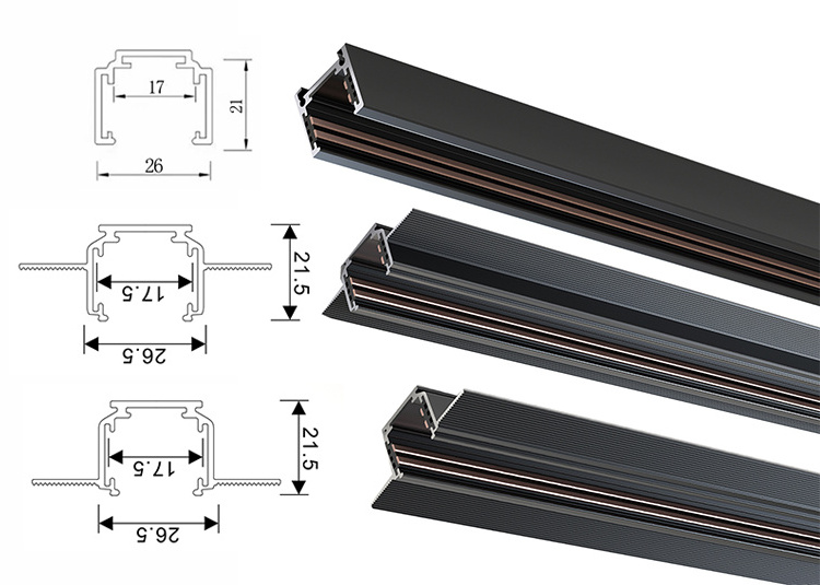 Ultrathin surface mount magnetic track aluminum rail 48V Magnetic LED track light for retail store