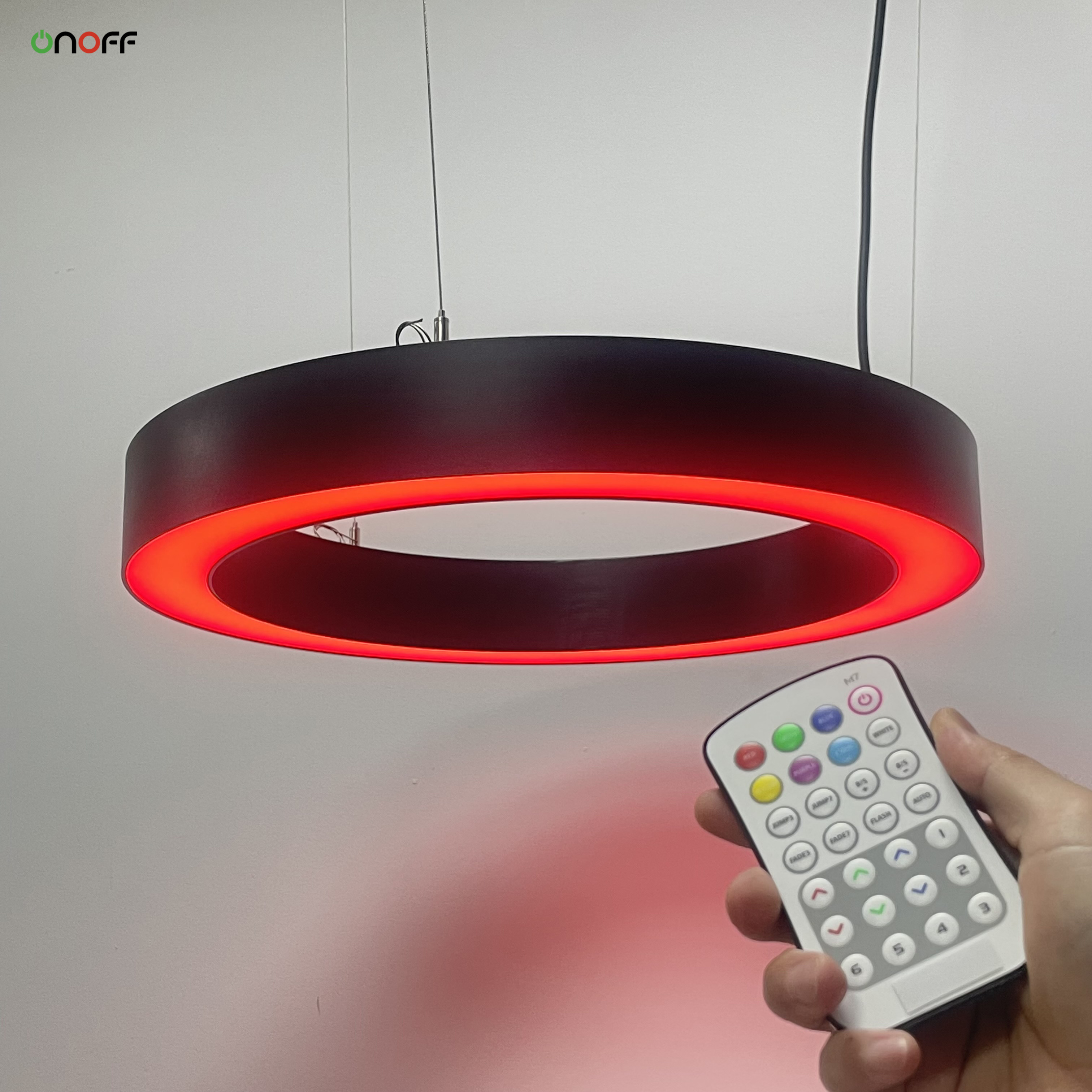 Attractive RGB/RGBW round ring ceiling lamp color changeable led linear pendant light for gym