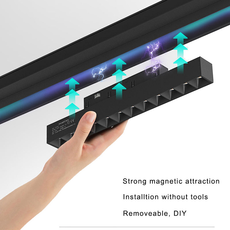 Ultrathin surface mount magnetic track aluminum rail 48V Magnetic LED track light for retail store