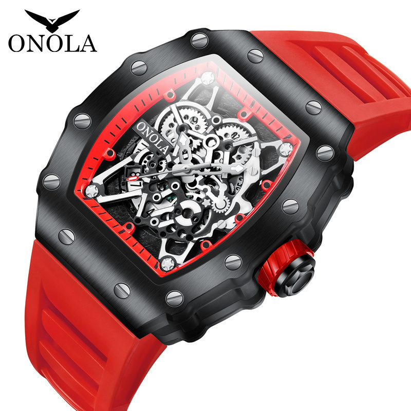 ONOLA Brand 3827 New Quartz Watch for Men Sports Watch Waterproof Custom Logo Watch Skeleton Wristwatch