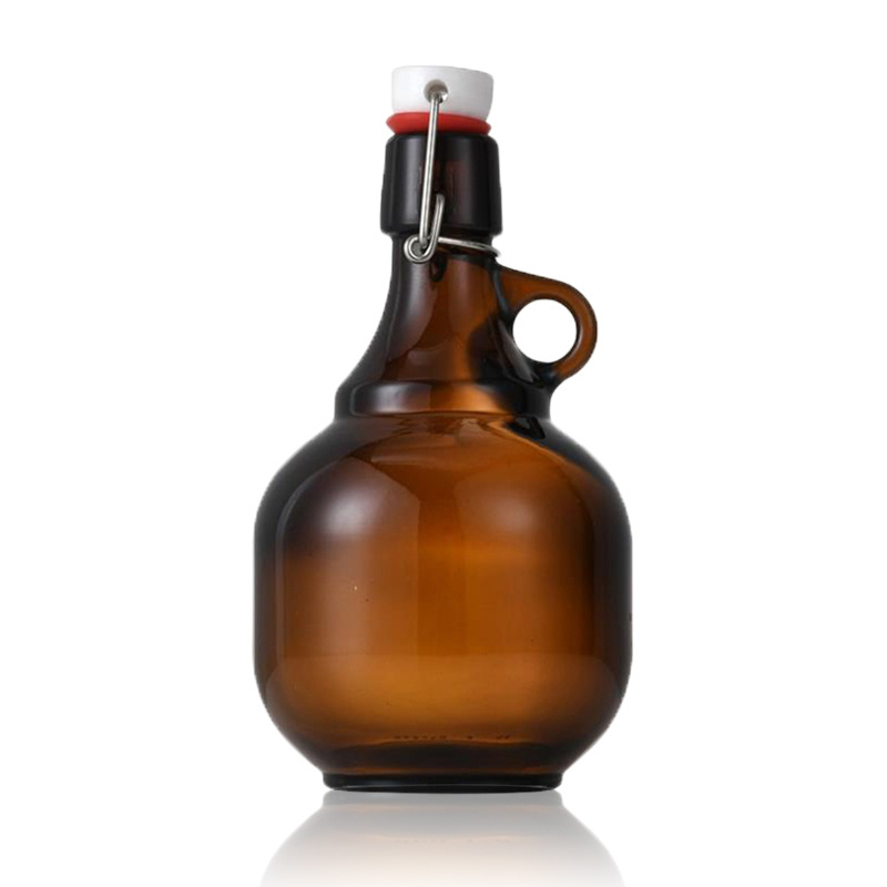 Stock high quality 1 Liter Glass Bottle Flip Top Glass Growlers for Beer 64 oz Growler Set with Lids Great for Home Brewing