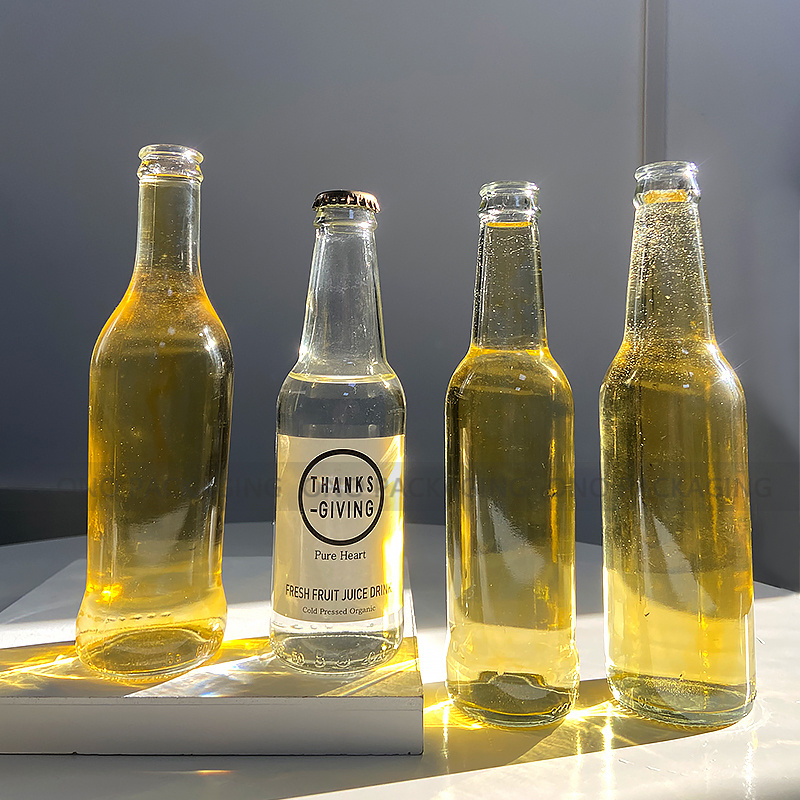 Stocked 330ml clear transparent empty sparking soda water carbonate beverage cocktail breezer beer glass bottle