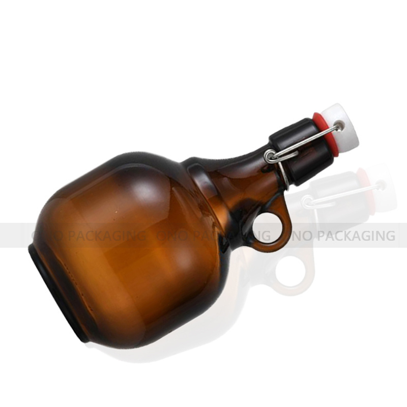 Stock high quality 1 Liter Glass Bottle Flip Top Glass Growlers for Beer 64 oz Growler Set with Lids Great for Home Brewing