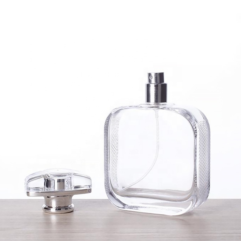 ONO Luxury 50ml 100ml spray bottle empty rectangle glass perfume bottles with aluminum cap for cosmetic packaging