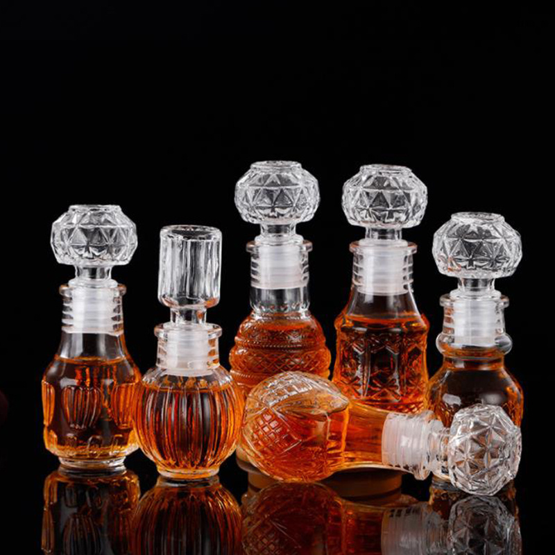 Fancy 50ml Whiskey Decanter Mini Brandy Vodka Glass Liquor Wine Spirit Bottle With Airtight Stopper