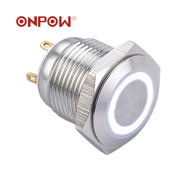 Since 1988 ONPOW CE,ROHS vandal- proof 16mm momentary illuminated metal waterproof pushbutton switch