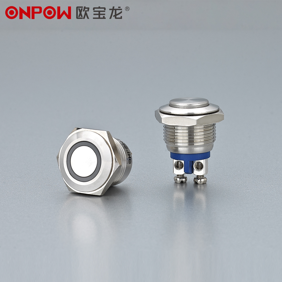 ONPOW 16mm GQ16H-10/S CE, ROHS momentary stainless steel push button switch