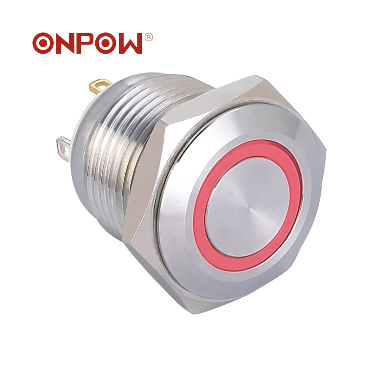 Since 1988 ONPOW CE,ROHS vandal- proof 16mm momentary illuminated metal waterproof pushbutton switch