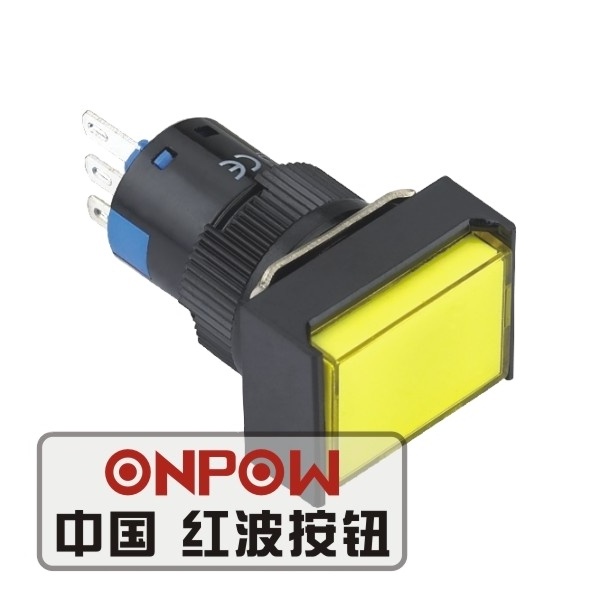 approved switch ONPOW (CE, ROHS) 16mm retangular head 1NO1NC latching illuminated plastic push button switch