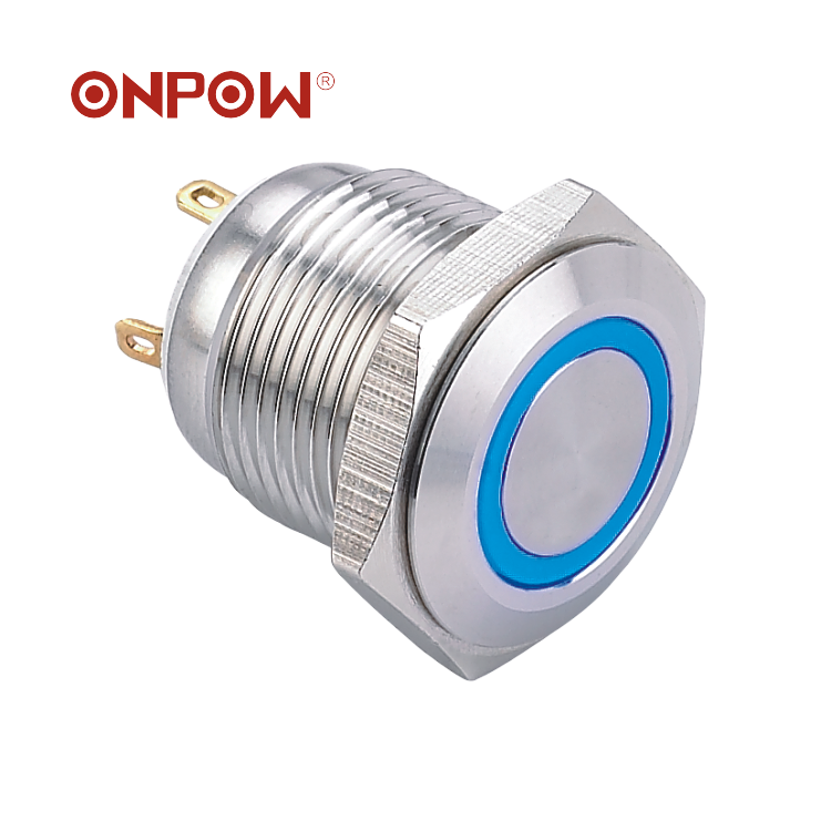 Since 1988 ONPOW CE,ROHS vandal- proof 16mm momentary illuminated metal waterproof pushbutton switch