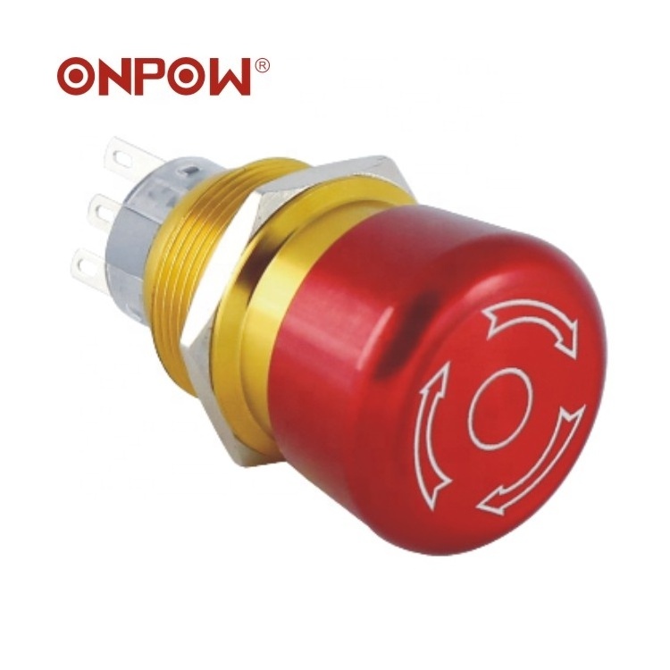 New type with discount! (CE,ROHS)ONPOW 22mm 1NO1NC turn-reset metal emergency stop switch