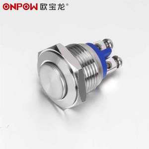 ONPOW 16mm GQ16H-10/S CE, ROHS momentary stainless steel push button switch