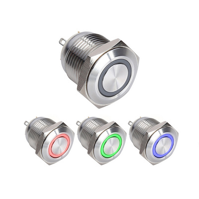 16mm RGB tri-color LED illuminated Metal Momentary push button switch