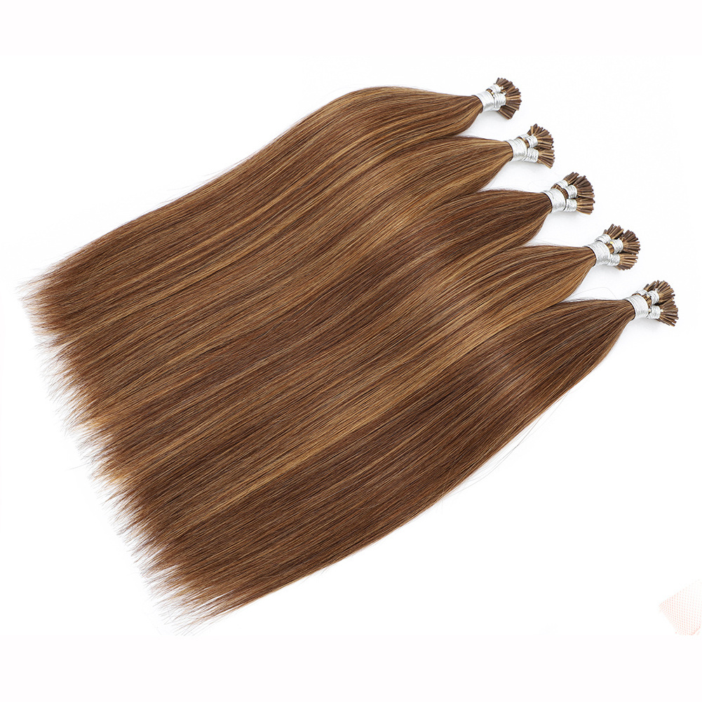 Wholesale 12A Grade Raw Indian Virgin Human Micro Links hair extensions Kinky Straight I tip human hair extensions