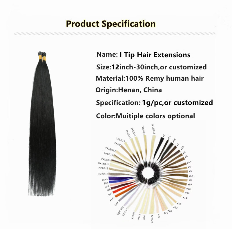 Wholesale 12A Grade Raw Indian Virgin Human Micro Links hair extensions Kinky Straight I tip human hair extensions