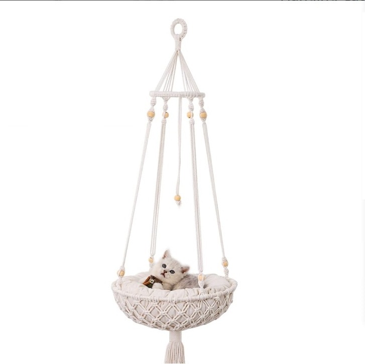 Wholesale High Quality Cotton Rope Cat Nest Swinging Chair Handmade Rattan Pet Cat Bed