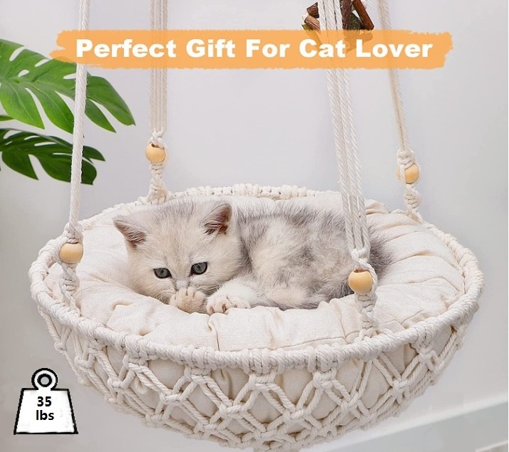 Wholesale High Quality Cotton Rope Cat Nest Swinging Chair Handmade Rattan Pet Cat Bed