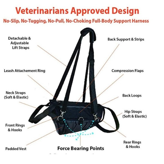 Wholesale Custom Adjustable Breathable Outdoor Dog Lift Harness Full Body Support Dog Support Sling