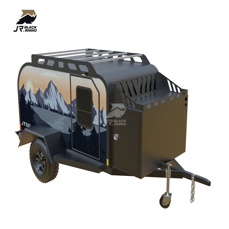 OTR Factory Custom Off Road Small Camper Trailer Mini Vic Caravan Max With LED Travel Kitchen