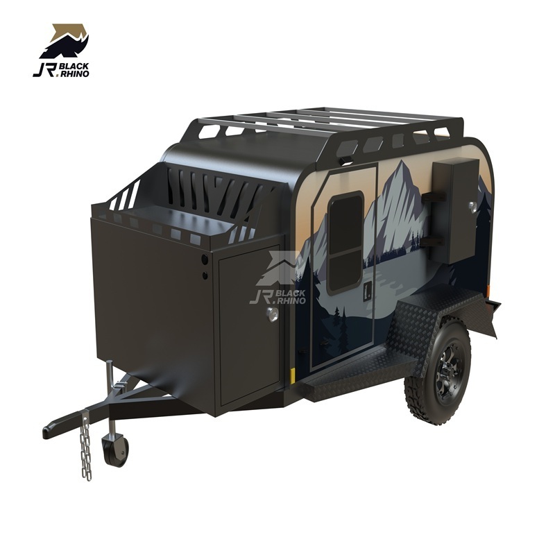 OTR Factory Custom Off Road Small Camper Trailer Mini Vic Caravan Max With LED Travel Kitchen