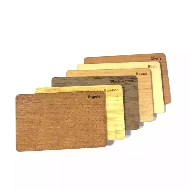 OTPS Customized smart wooden keycard card encoder 1K 4K NFC ic id blank wood RFID tag vip hotel key business cards