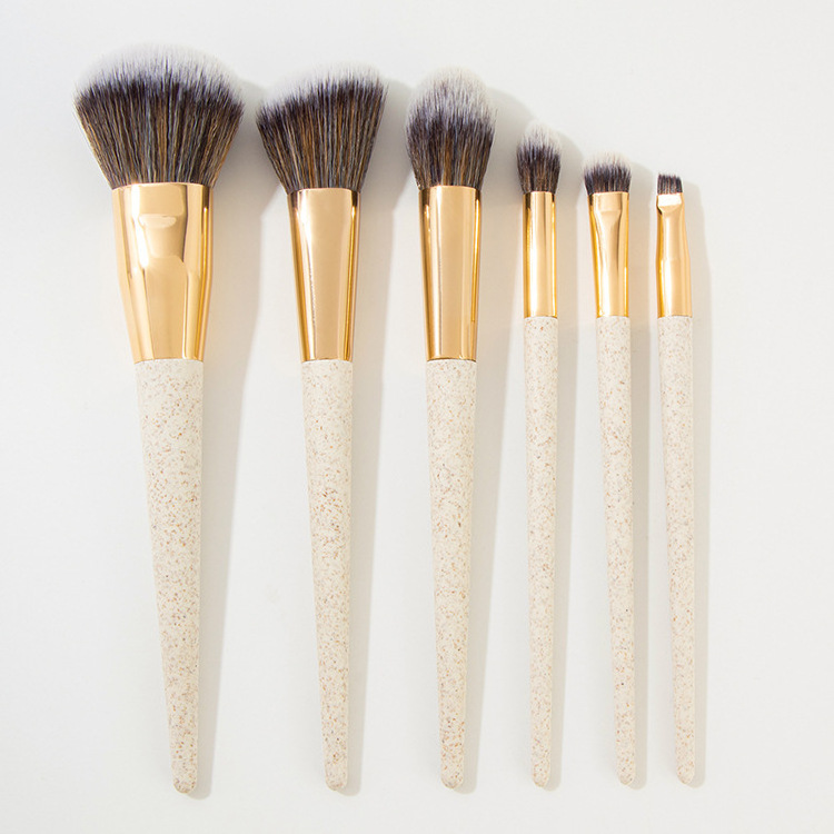 New biodegradable material 6 pcs of wheat straw powder dressing brush PLA material makeup brush setmakeup brush set