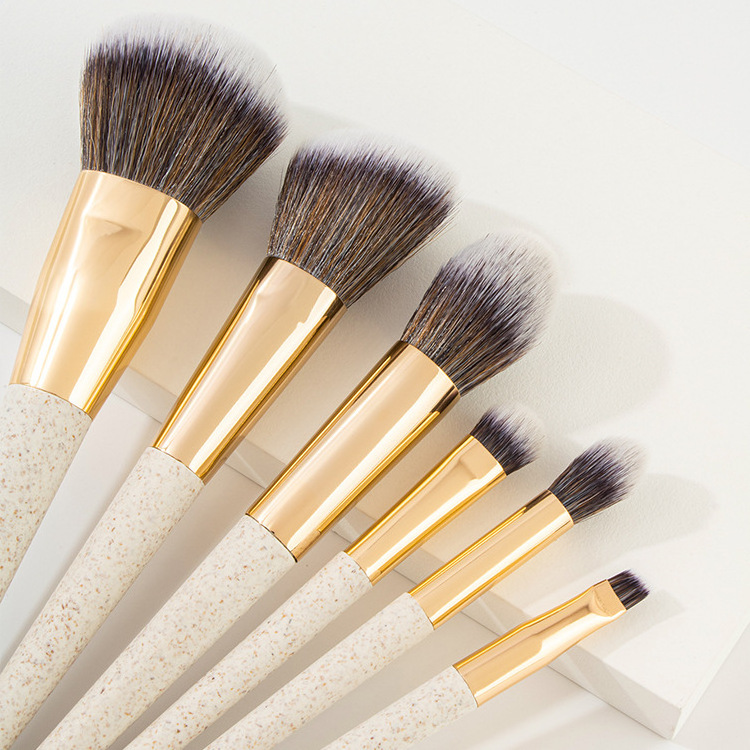 New biodegradable material 6 pcs of wheat straw powder dressing brush PLA material makeup brush setmakeup brush set